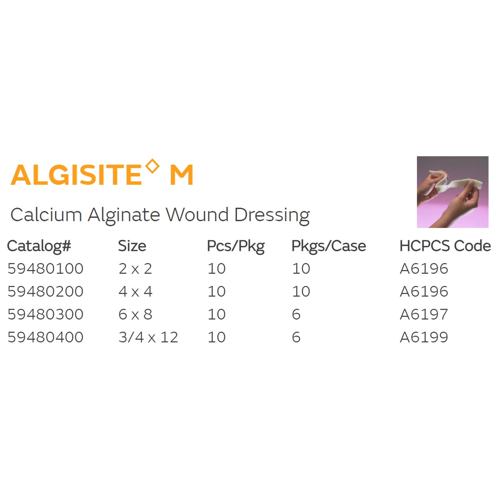 AlgiSite M Calcium Alginate Dressing 6 x 8 Inch Rectangle