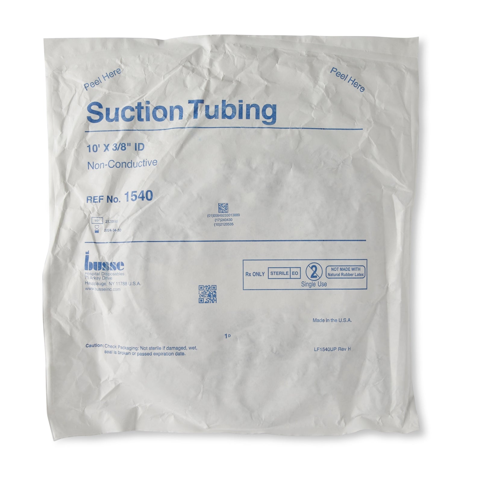 Busse Liposuction Tubing, Clear, 3/8 Inch I.D., 10 Foot, Sterile