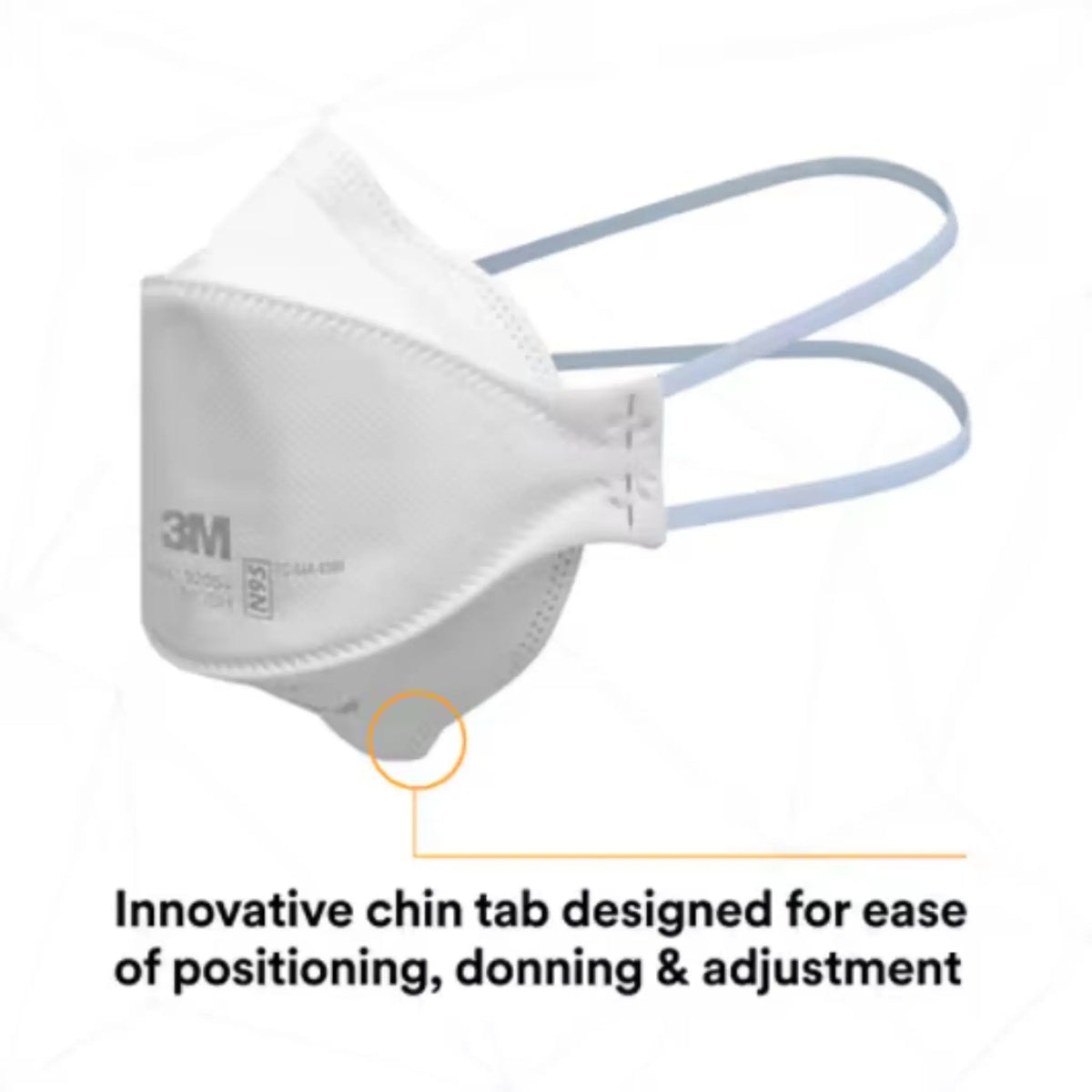 3M Aura 9205+ innovative chin tab for easy positioning
