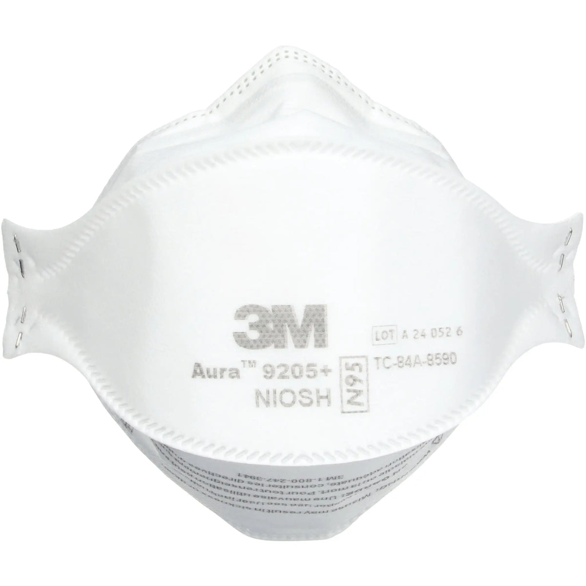 3M Aura 9205+ N95 Respirator front view showing NIOSH markings