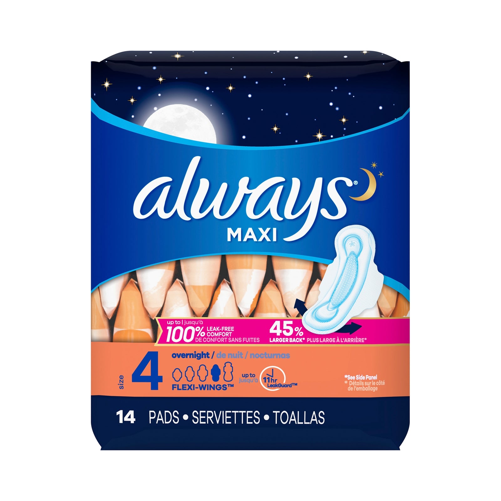 Always Maxi Overnight Pads with Wings