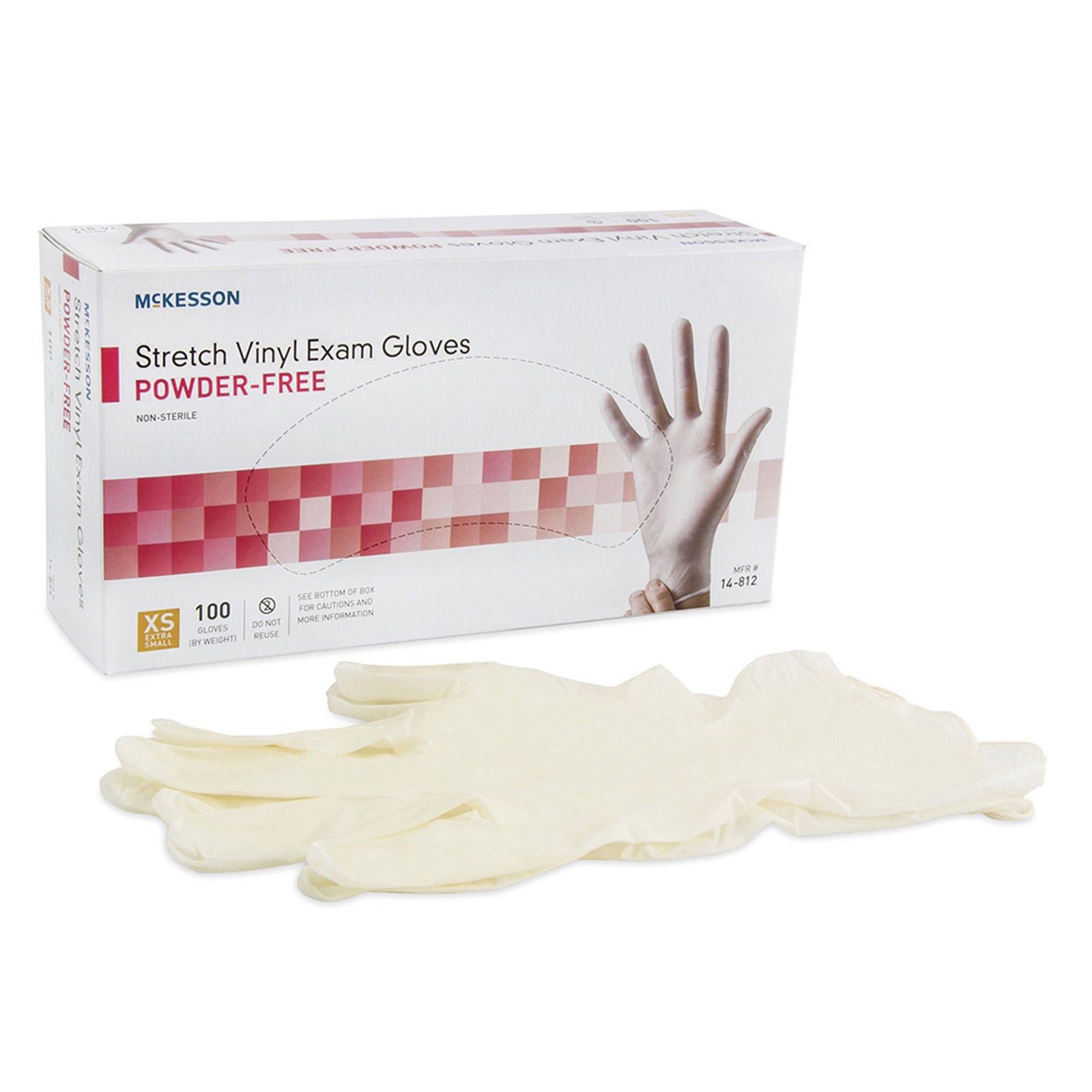 McKesson Stretch Vinyl Exam Gloves, Powder-Free, Extra Small, Non-Sterile