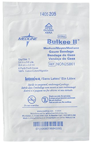Medline Bulkee II Cotton Gauze Bandage, Sterile, 6-Ply, 3.4" x 3.6 yd