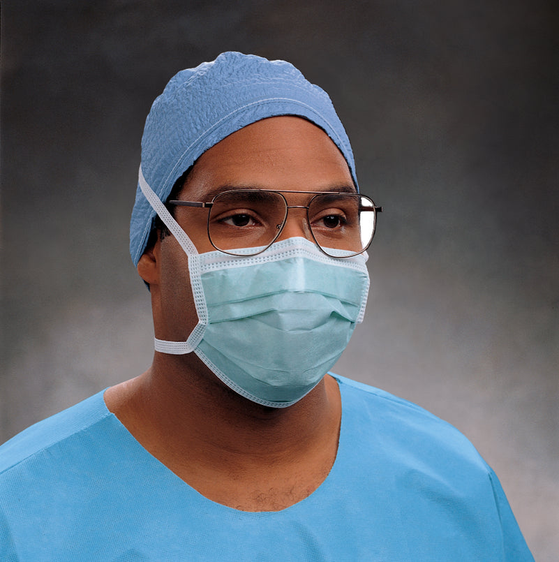 Halyard Surgical Mask Anti-fog Film Not Rated Tie Closure One Size Fits Most