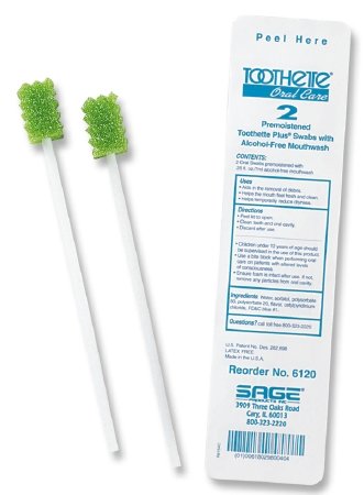Stryker Toothette Plus Swab with Alcohol-free Mouthwash - Pack of 2