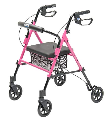 GF Health Products Walkabout Lite Rollator - Pink, 6" Wheels, 300 lb Capacity