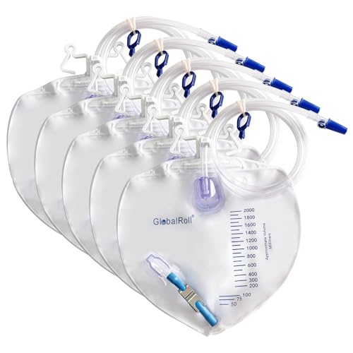 GlobalRoll Urinary Drainage Bag with Anti-Reflux Chamber, 2000 mL Capacity