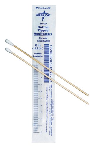 Medline Sterile Cotton-Tip Applicator, 6" Wood Handle (Pack of 10)