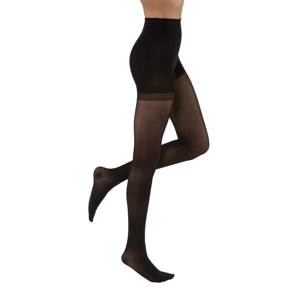 BSN Jobst Opaque Women Waist-High Moderate Compression Pantyhose Small Classic Black Closed Toe Latex-Free 15-20 mmHg