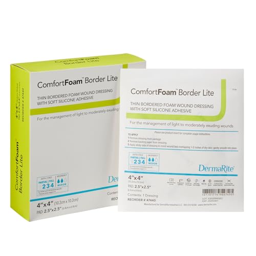 DermaRite Wound Dressing with Soft Silicone Adhesive, 4" x 5"
