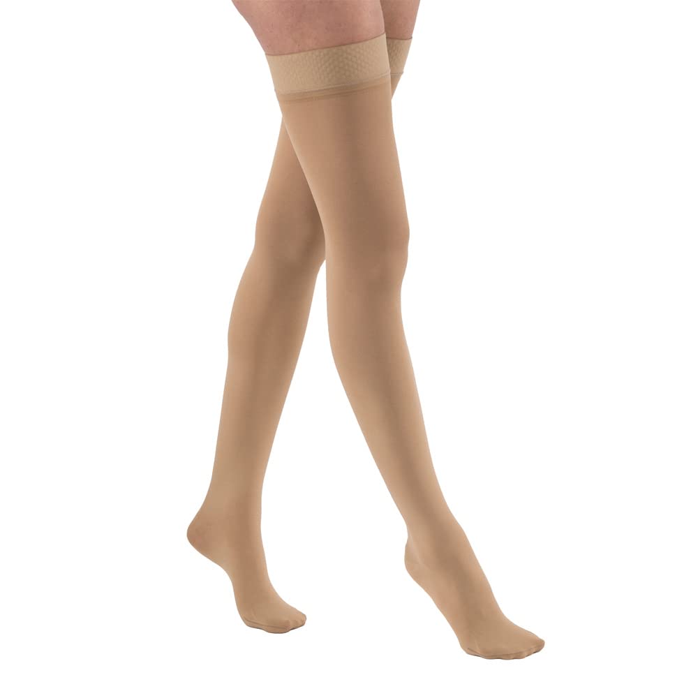 BSN JOBST Relief Thigh-High Extra Firm Compression Stockings, Closed Toe, Large, Beige, Latex-Free