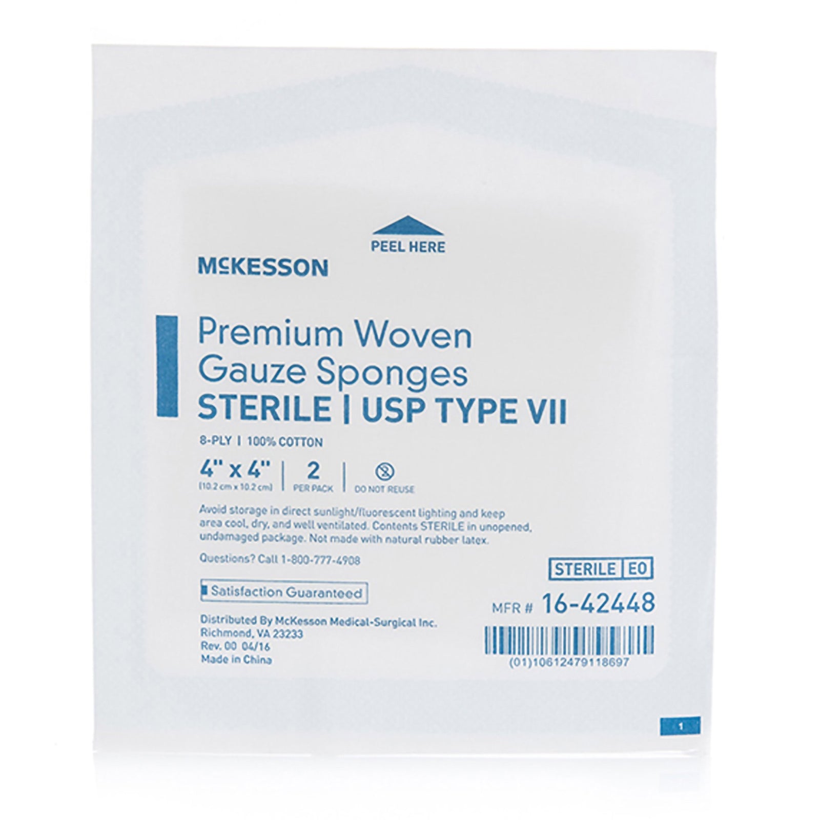 McKesson MedSurg Sterile Gauze Sponges 4 x 4 Inch 8-Ply