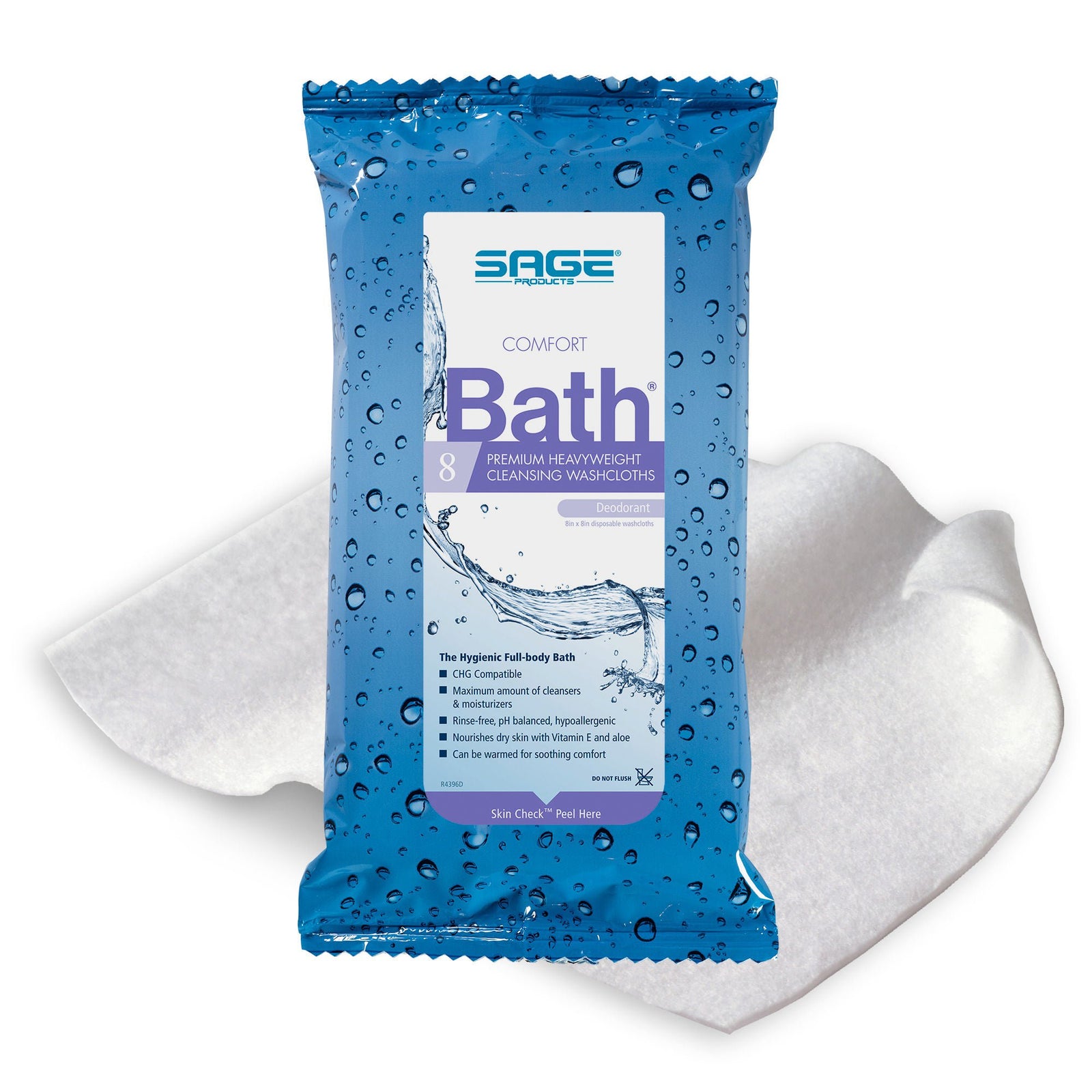 Sage Comfort Bath Premium Heavyweight Cleansing Washcloths, Deodorant