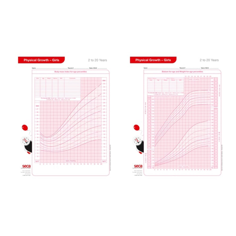 seca® 406G Girls Growth Chart 2-20 Years - Pack of 100