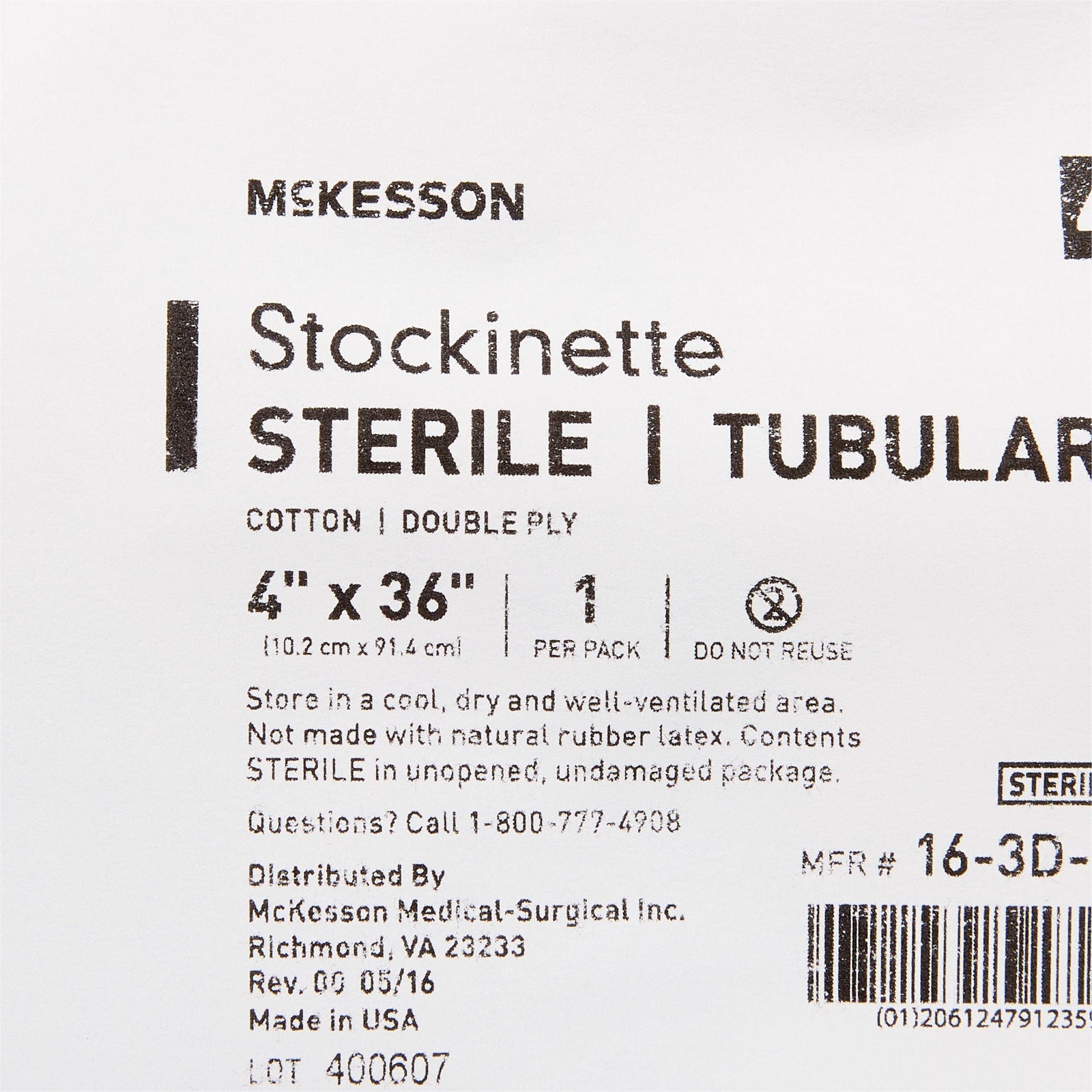 McKesson Double-Ply Sterile Cotton Tubular Stockinette, 4" x 36"