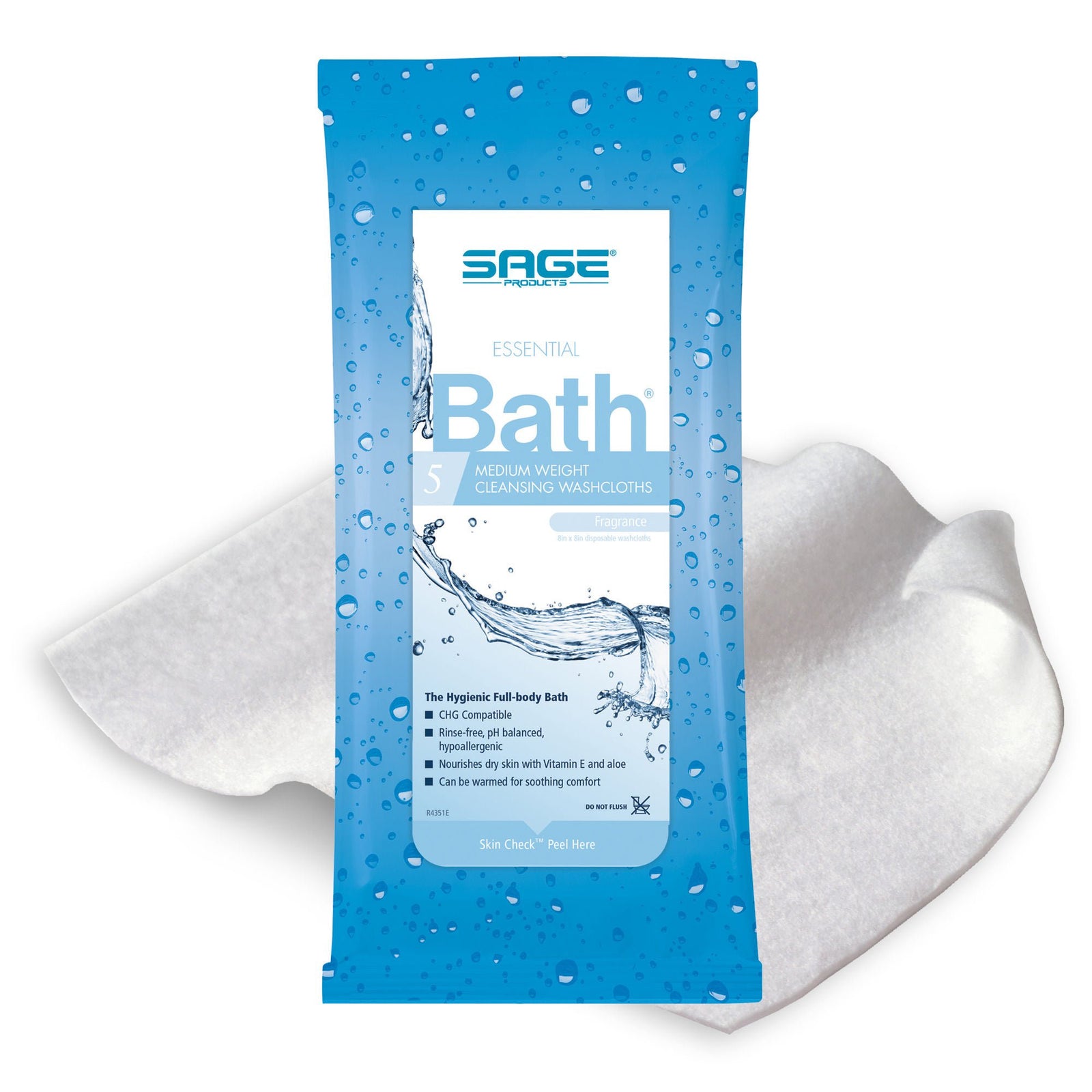 Sage Essential Bath Cleansing Washcloths, Fragrance, 5 Count