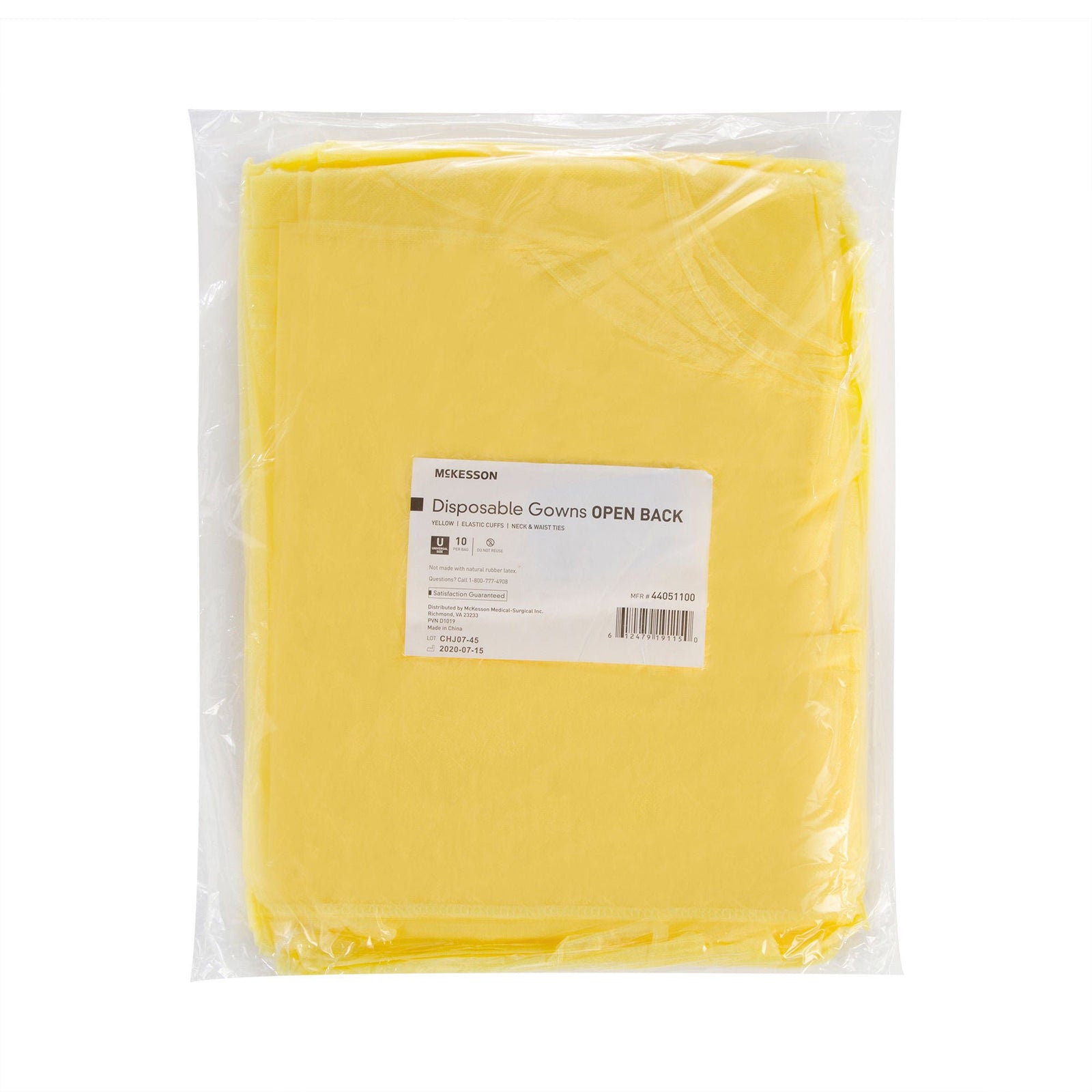 McKesson ISO Open Elastic Cuff Isolation Gown, Yellow