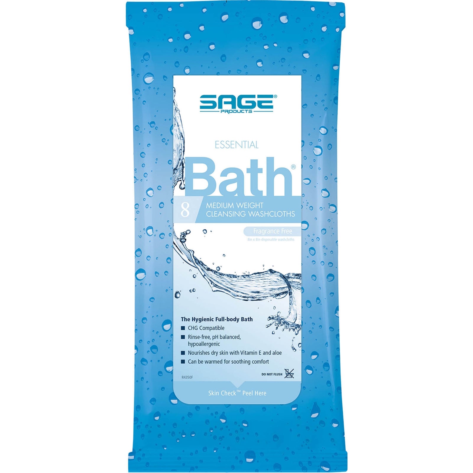Essential Bath Medium Weight Rinse-Free Bath Wipes - Case of 60 Packages