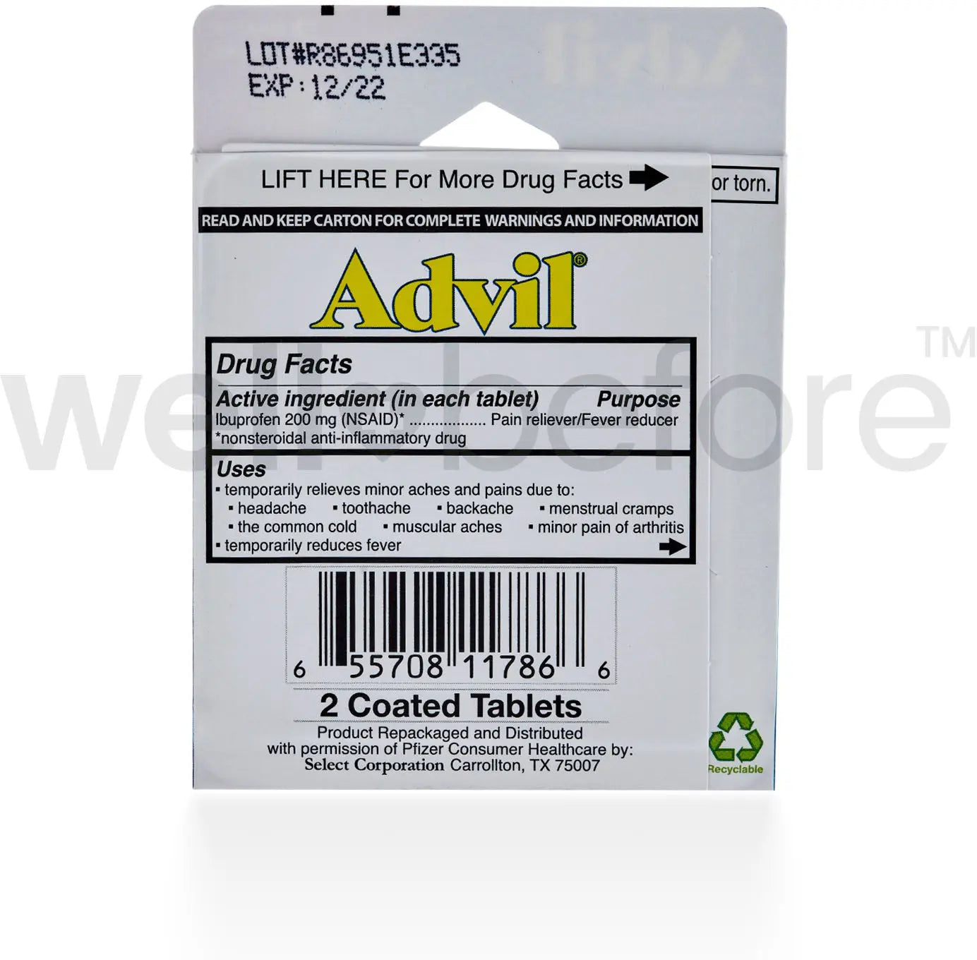 Advil - 2 Coated Tablets - Ibuprofen 200mg