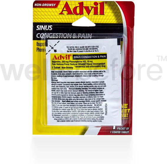Advil Sinus Congestion & Pain Single Pack Blister, Ibuprofen 200mg, non drowsy