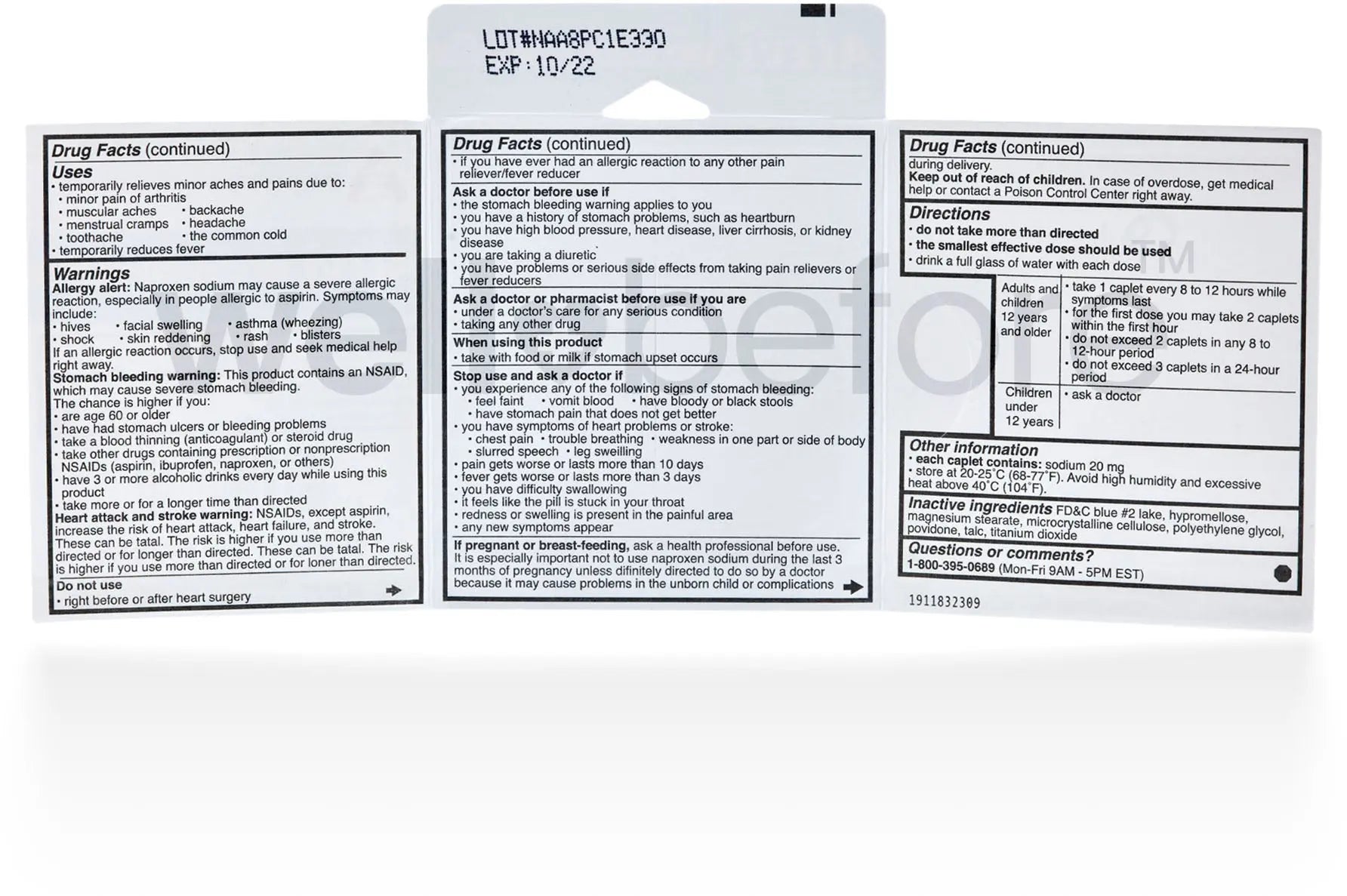 Aleve Single Pack Blister, Naproxen Sodium Tablets, 220mg (NSAID) 12/cs