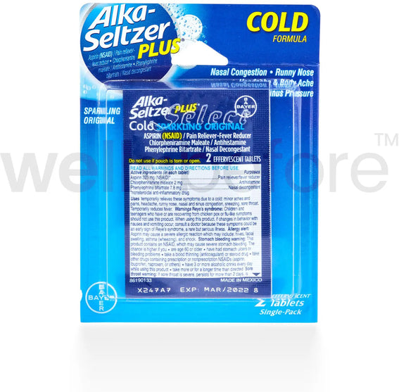 Alka-Seltzer Plus Cold Medicine Effervescent - 2 Tablets
