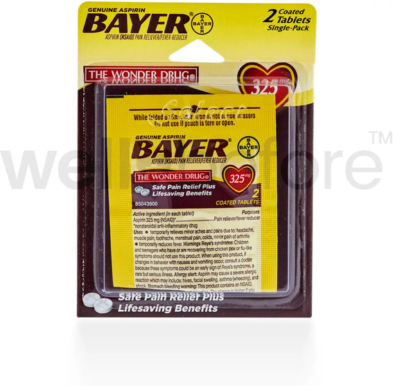 Bayer Aspirin (NSAID 325mg) - 2 Coated Tablets