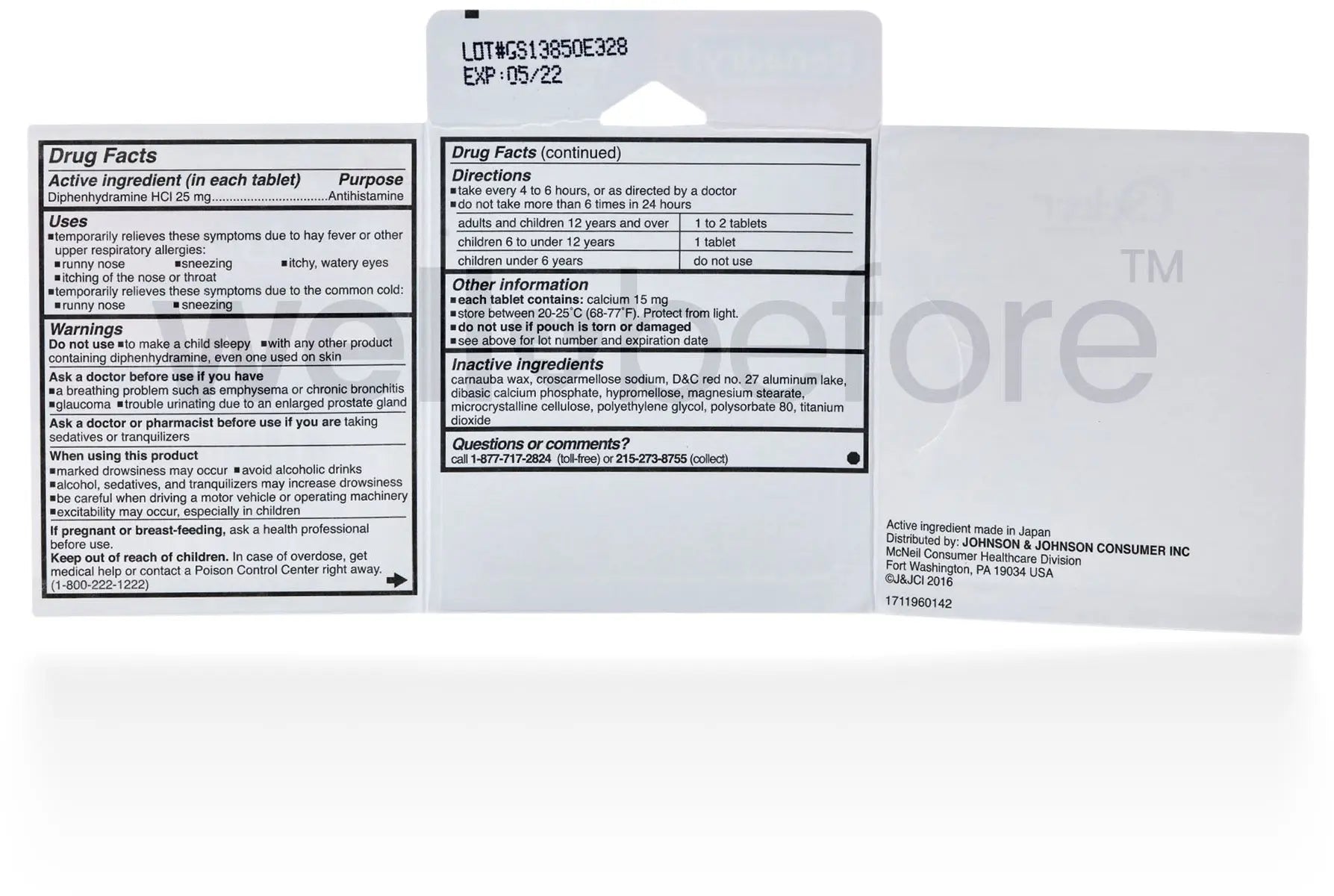 Benadryl Antihistamine Allergy - 25mg - 2 Tablets