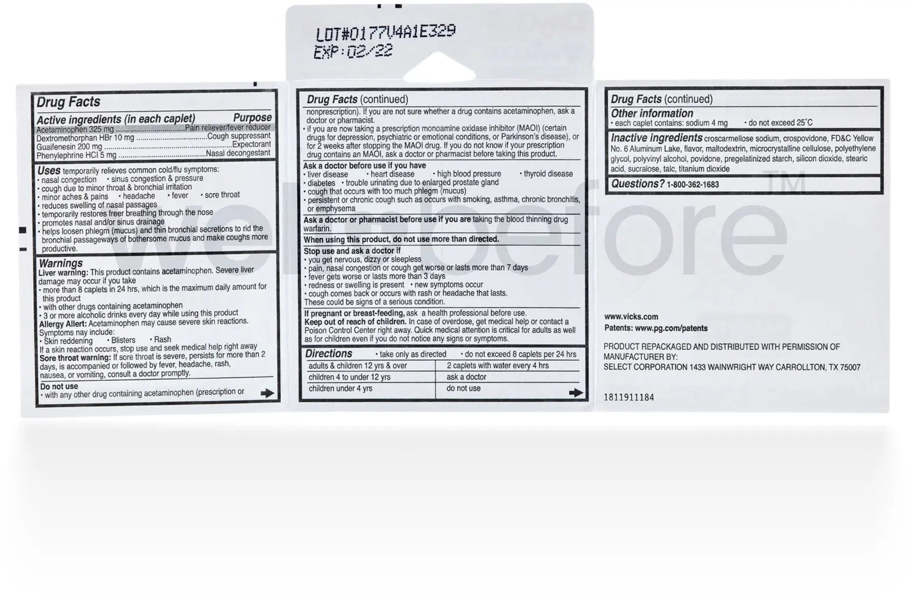 Dayquil (Vicks) Severe, Cold & Flu - Acetaminophen 325mg