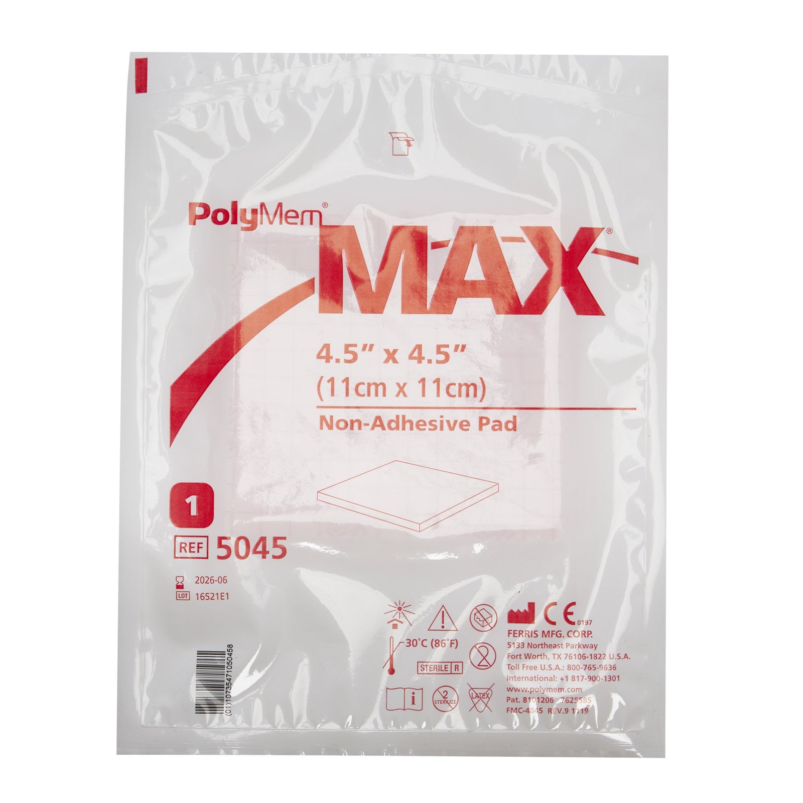 PolyMem Max Foam Dressing 4-1/2 x 4-1/2 Inch Without Border