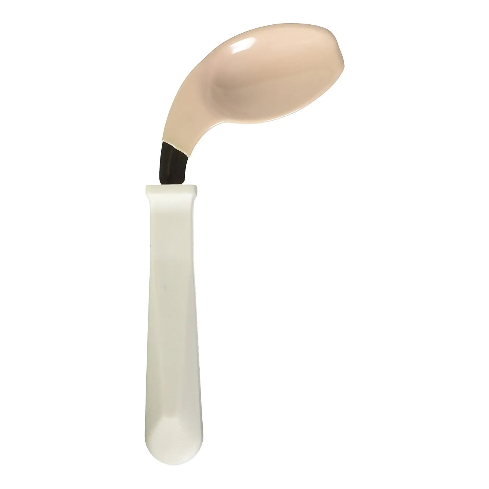 Easy-Hold Left Handed Offset Spoon - White Plastic-Coated Stainless Steel