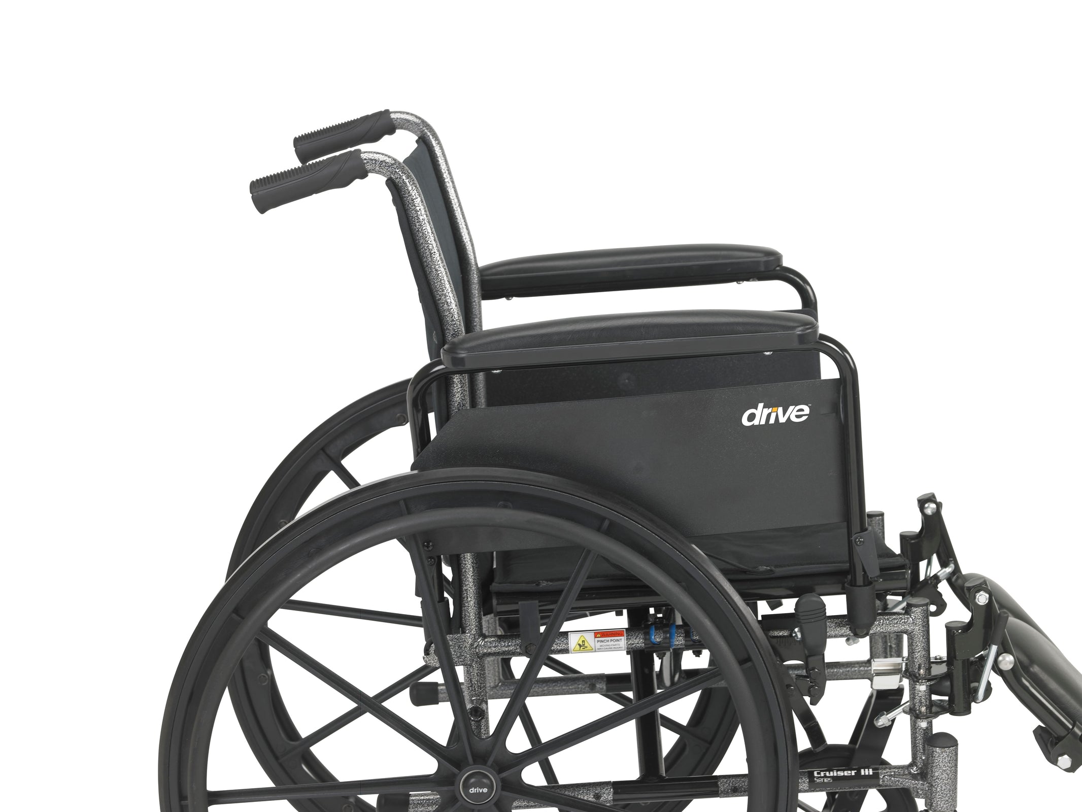 Lightweight Wheelchair Cruiser III 18" Adult 300 lb Capacity Arm Swing-Away/Legrest, Black Upholstery
