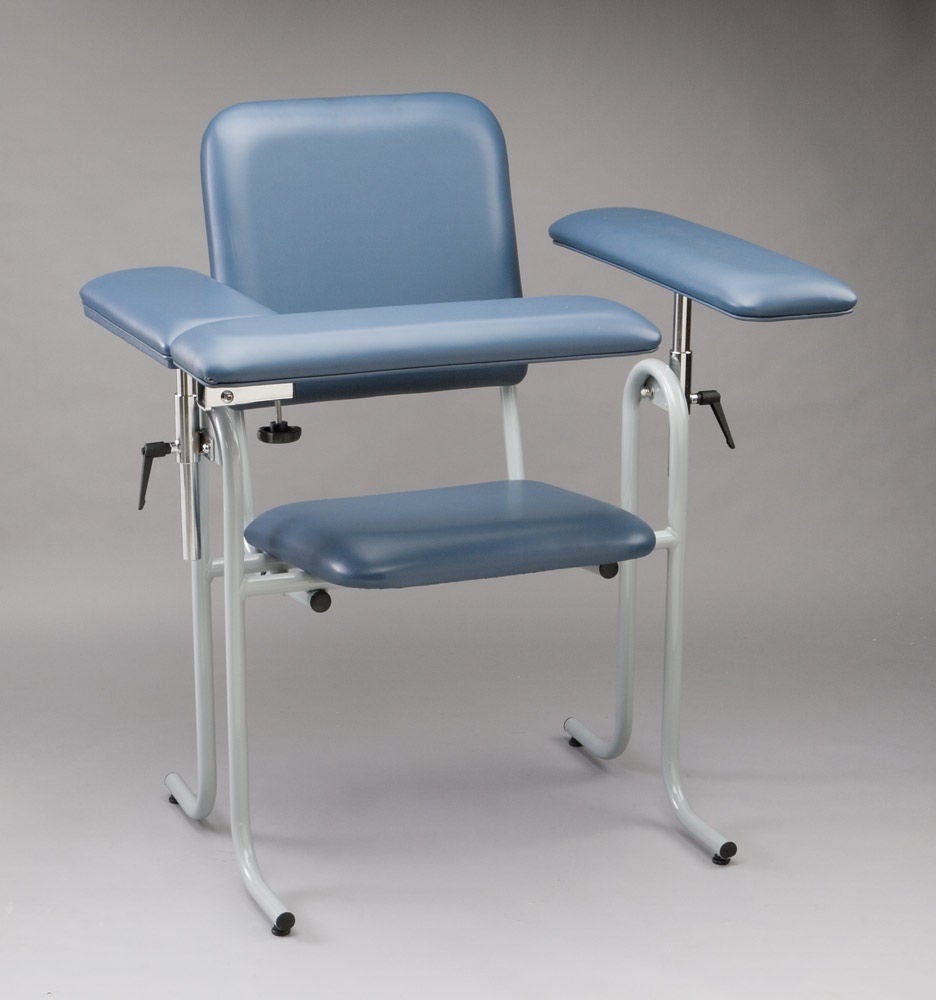 McKesson Blood Drawing Chair with Flip-Up Arm, Blue Upholstery