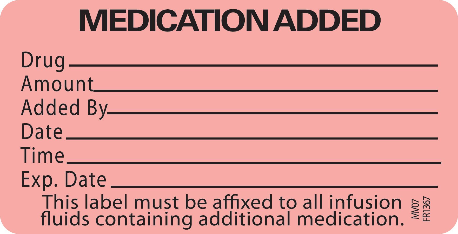 PDC Medication Added Labels, Red, 2-15/16 x 1-1/2 Inch