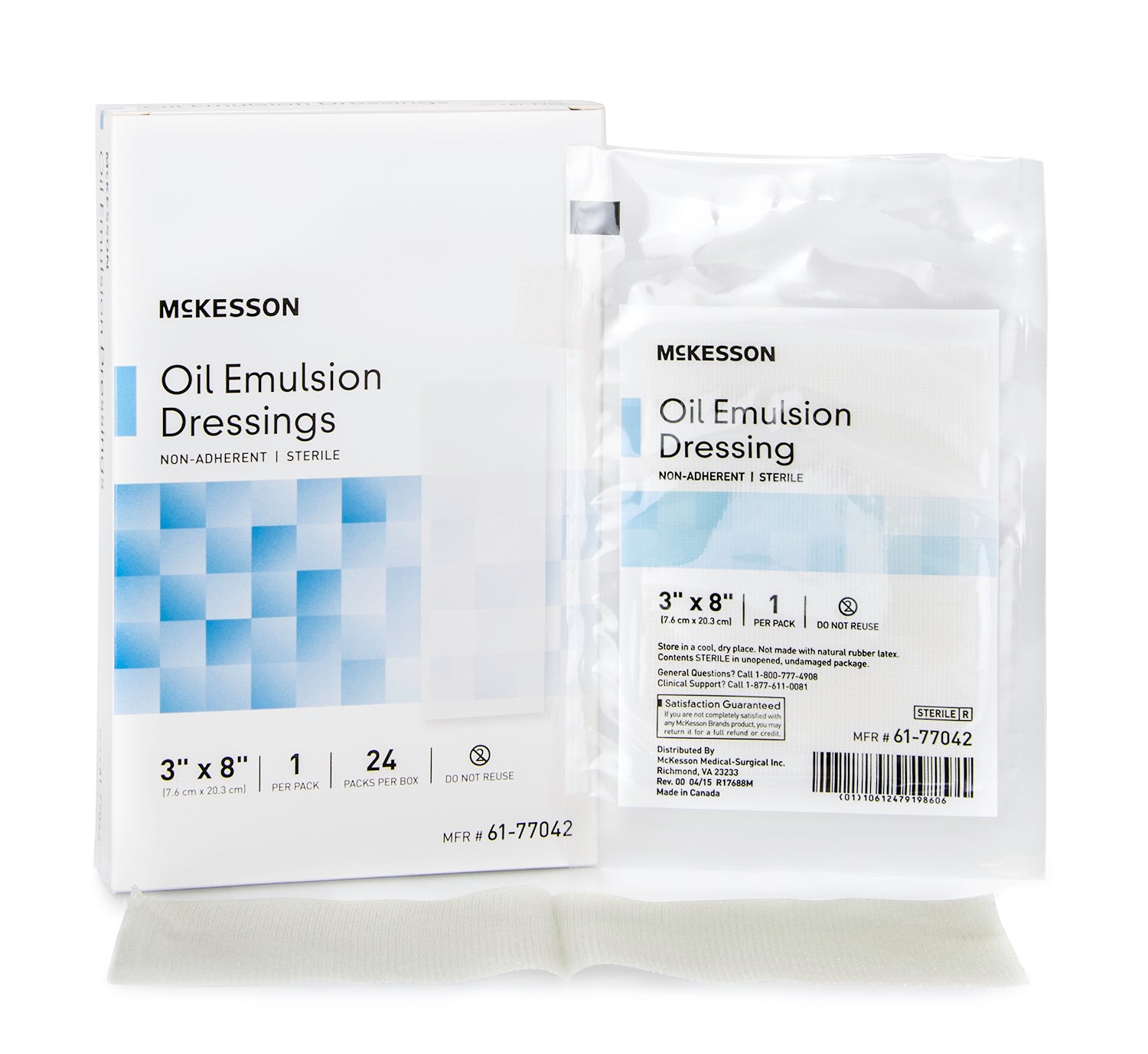 McKesson Oil Emulsion Impregnated Dressing 3 x 8 Inch Sterile