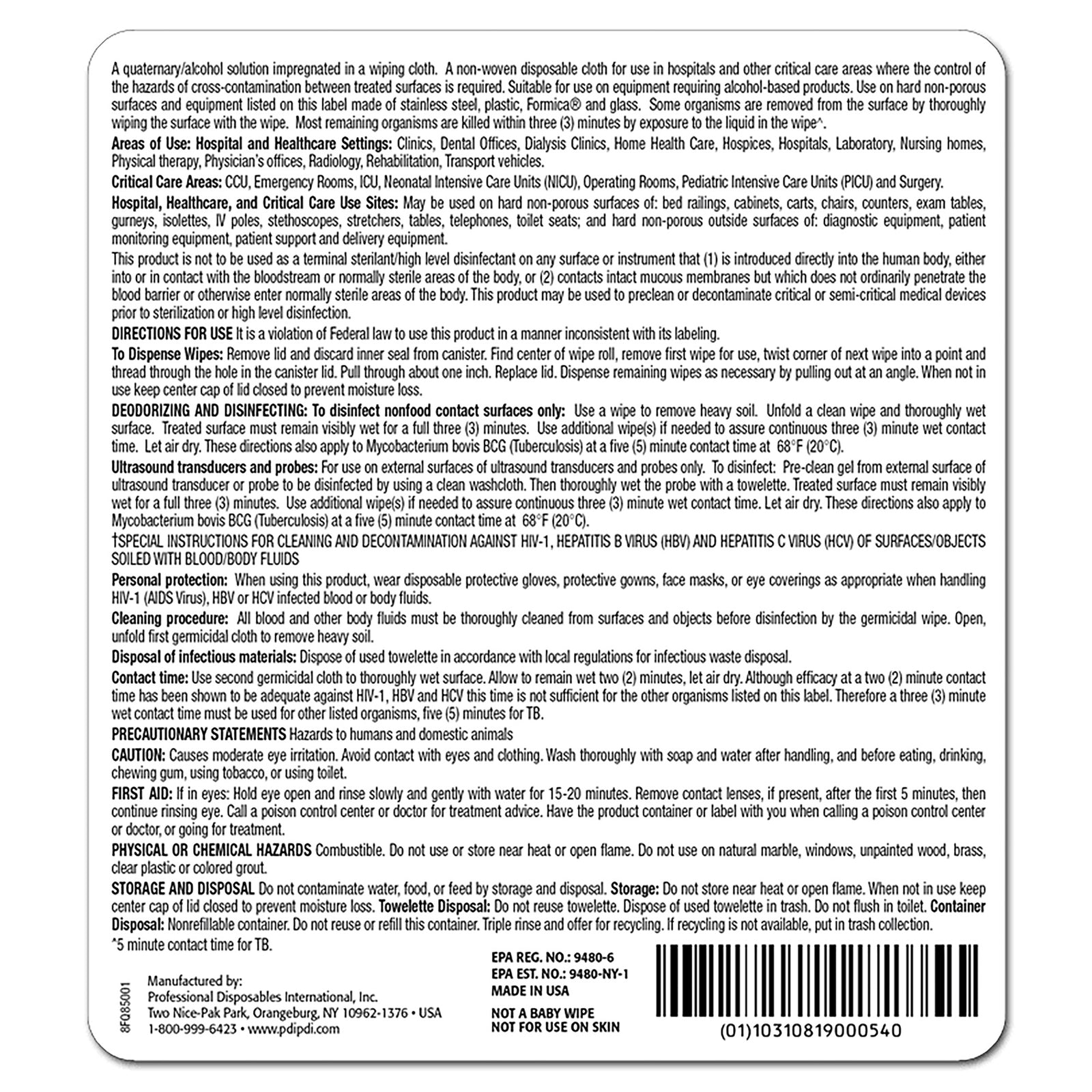 Sani-Cloth® Plus Premoistened Germicidal Wipes - 65 Count Canister