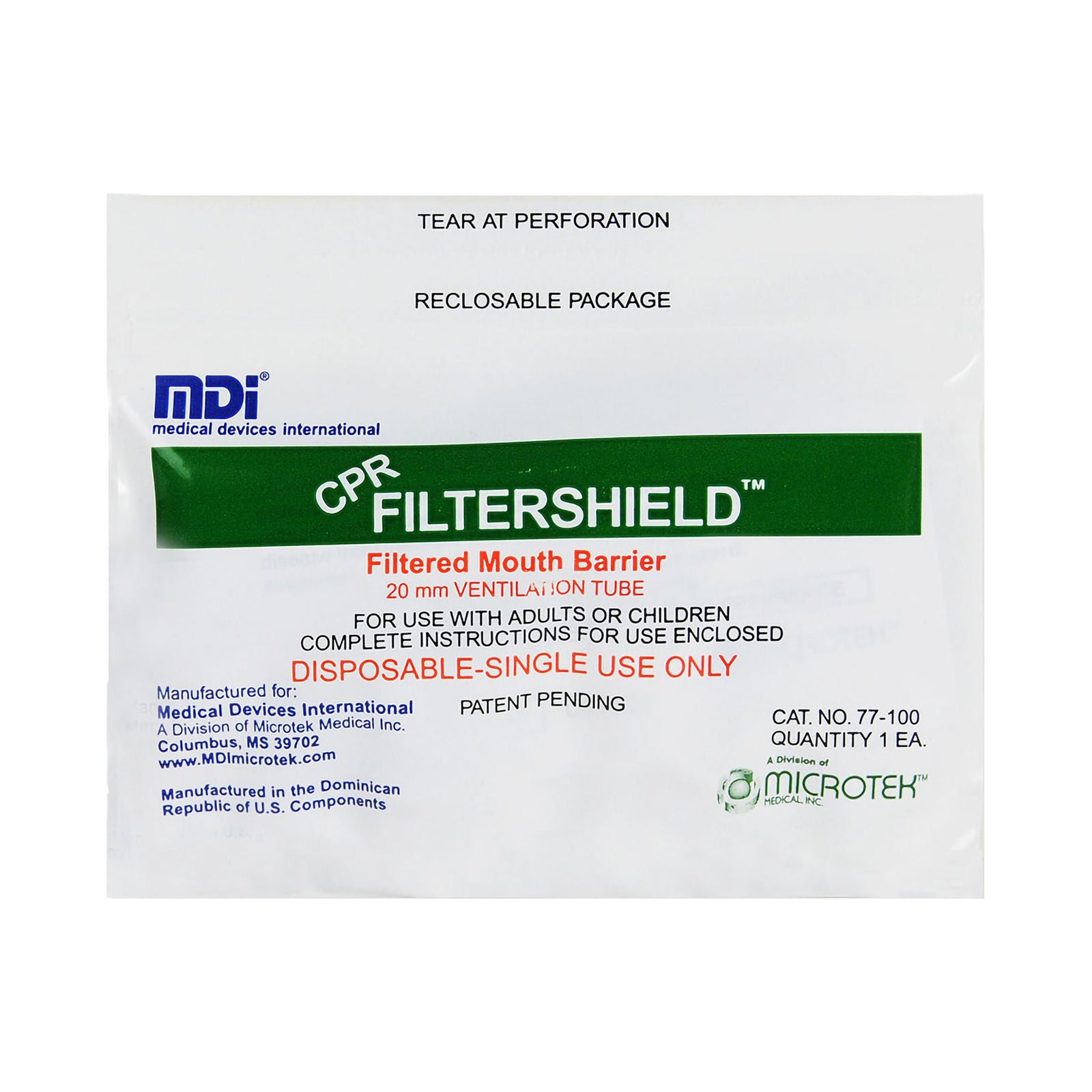 Medline Filtershield CPR Resealable CPR Shield