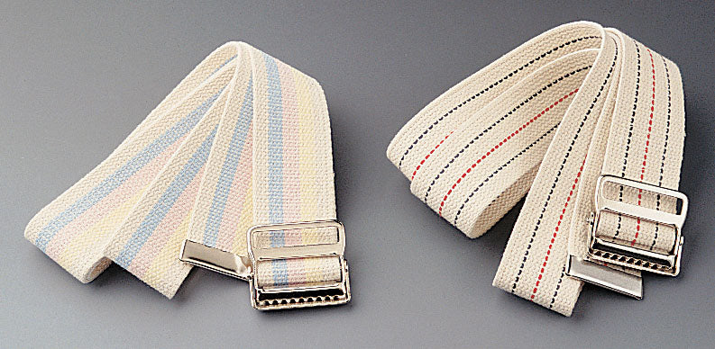 Medline Cotton Gait Belt with Metal Buckle - 60" Length, 2" Width, Pastel Stripe