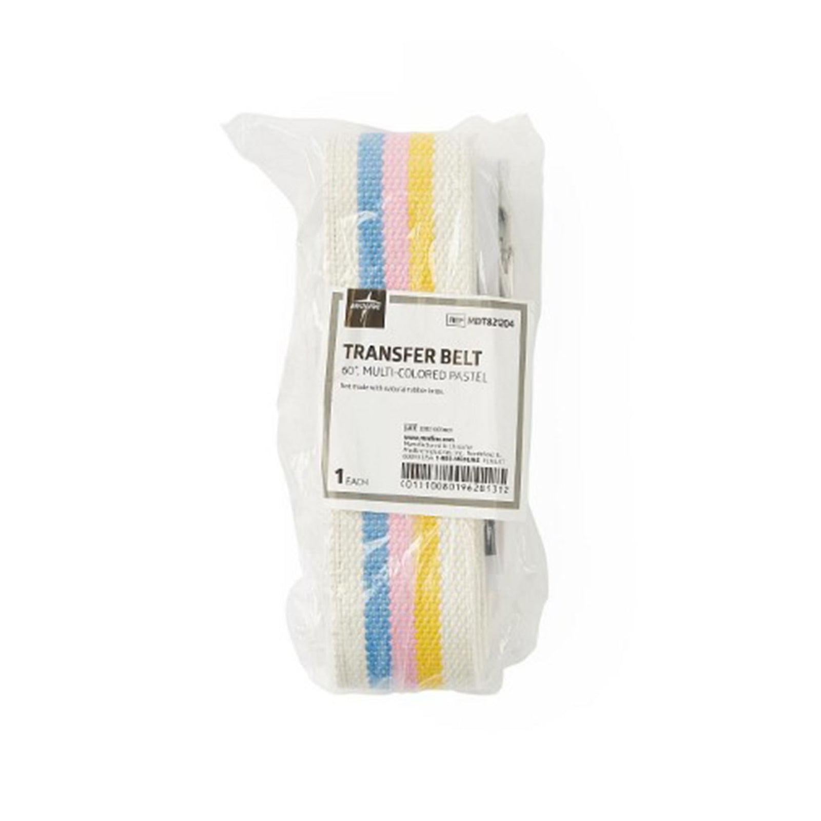 Medline Cotton Gait Belt with Metal Buckle - 60" Length, 2" Width, Pastel Stripe