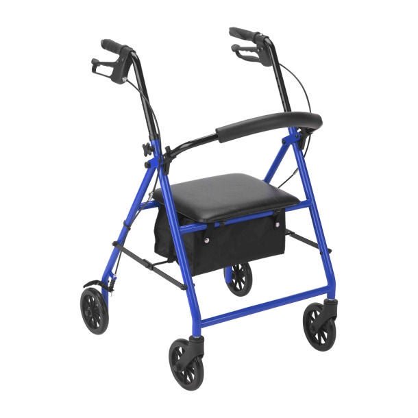 Drive DeVilbiss Rollator with Adjustable Handle and Seat, Blue, 8 Inch Casters