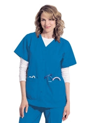 Landau Essentials Women's Large Black Scrub Shirt with 4 Pockets
