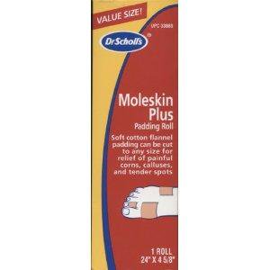 Dr. Scholl's Moleskin Plus Padding Roll, 2 Inch x 4.5 Yard