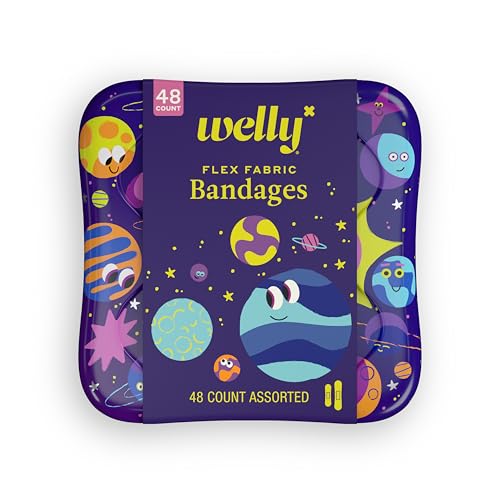 Welly Health Bravery Planet Pals Adhesive Bandages, 48 Count