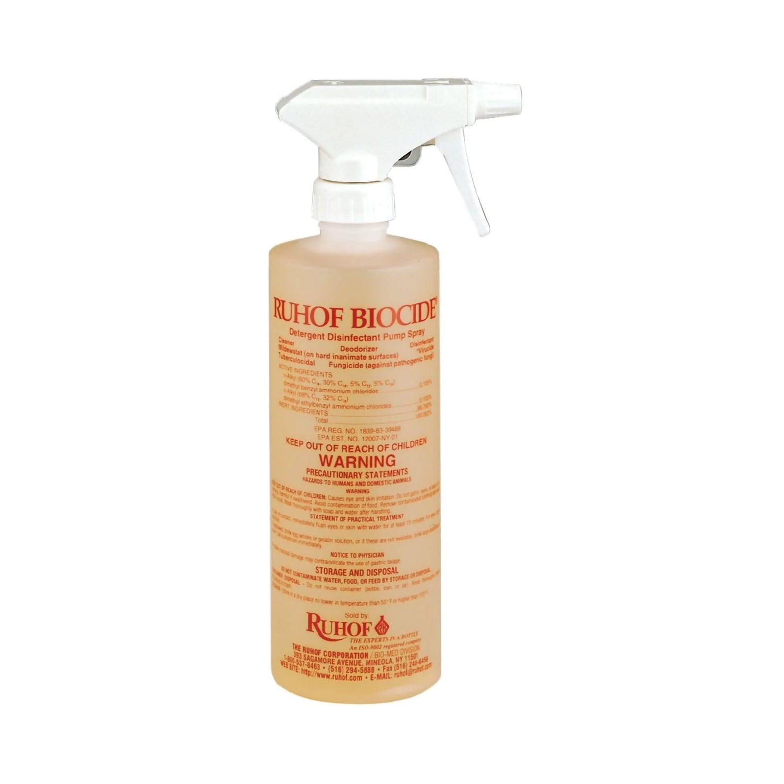 Ruhof Biocide Quaternary Based Surface Disinfectant Cleaner 16 oz. Bottle