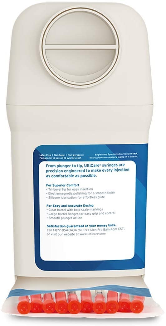 Ultimed UltiGuard Safe Pack U-100 Insulin Syringes with Sharps Disposal Container