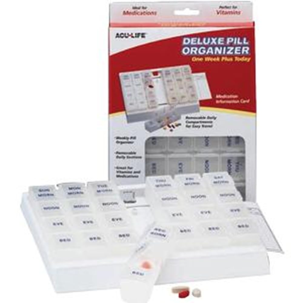 Acu-Life Deluxe Pill Organizer 'One Week Plus Today' - 28 Compartments