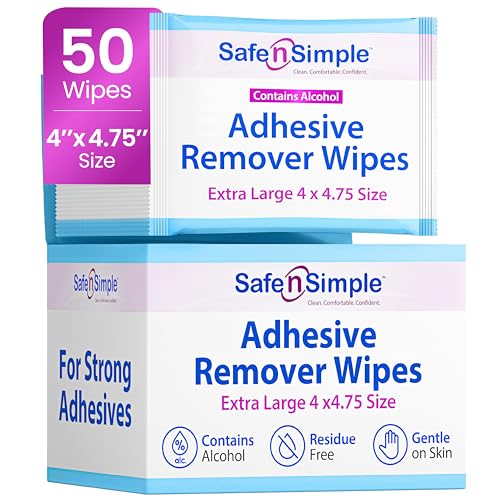 Safe N Simple Extra Large Adhesive Remover Wipe, 4" x 4-3/4"