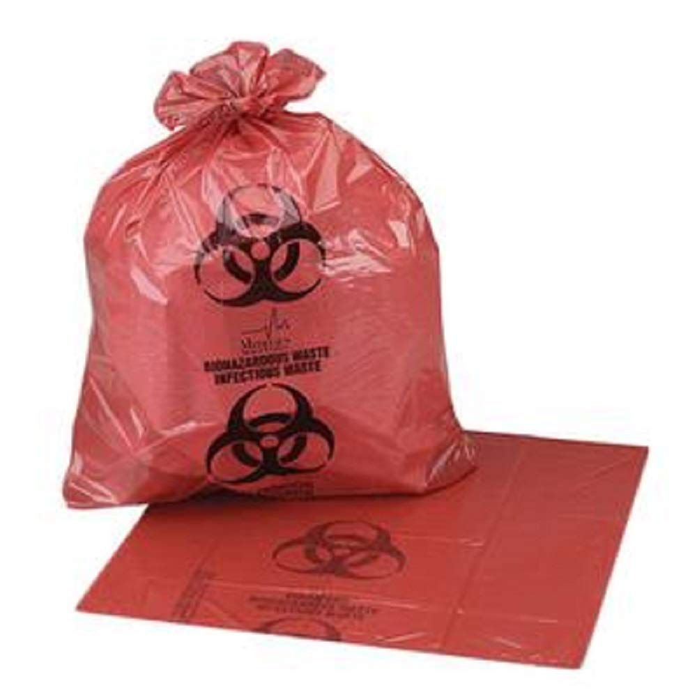 Medegen Biohazardous Waste Bag Red/Black 33 Gallon 1.20mil