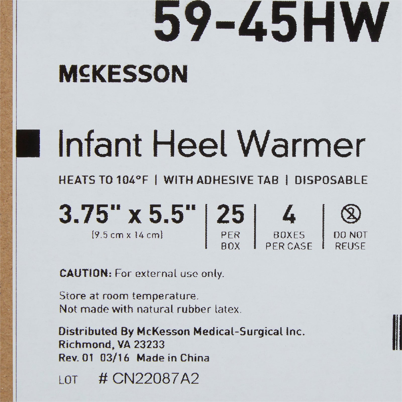 McKesson Instant Infant Heel Warmer 3-3/4 x 5-1/2 Inch