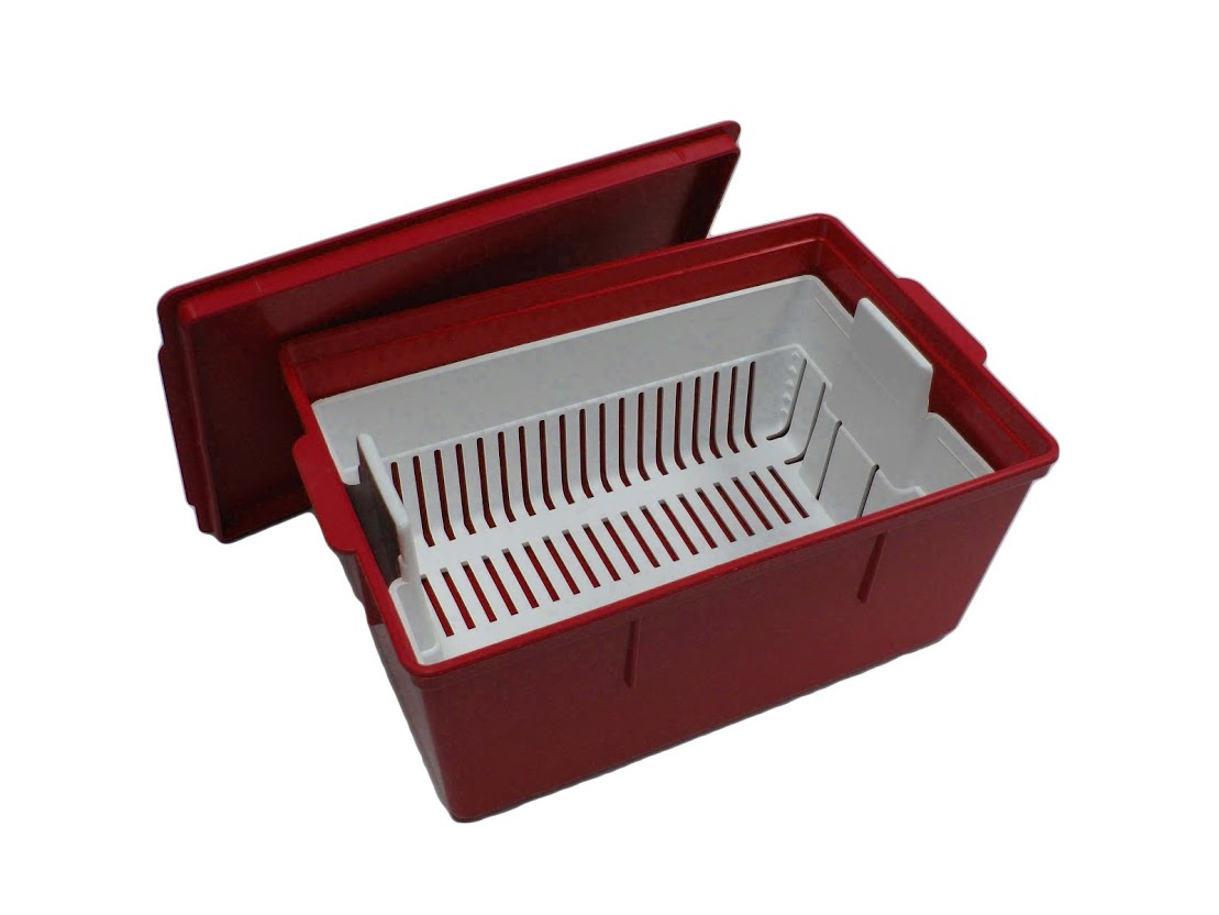 Red Plastic Instrument Retrieval Tray 6x7x10 Inch